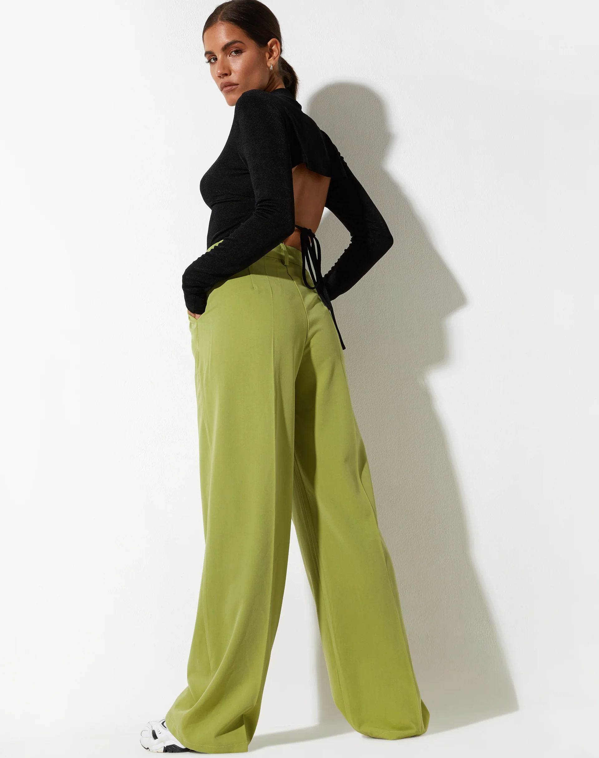 Abba Straight Leg Trouser in Tailoring Apple Green - Image 2