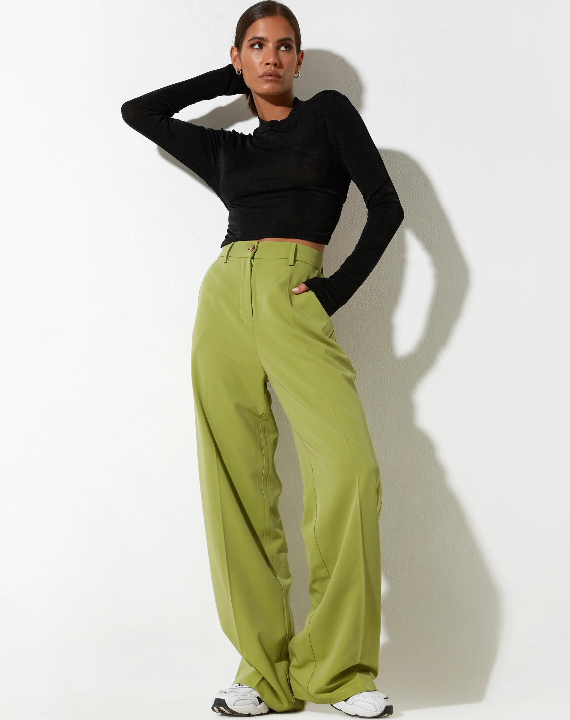 Abba Straight Leg Trouser in Tailoring Apple Green - Image 4