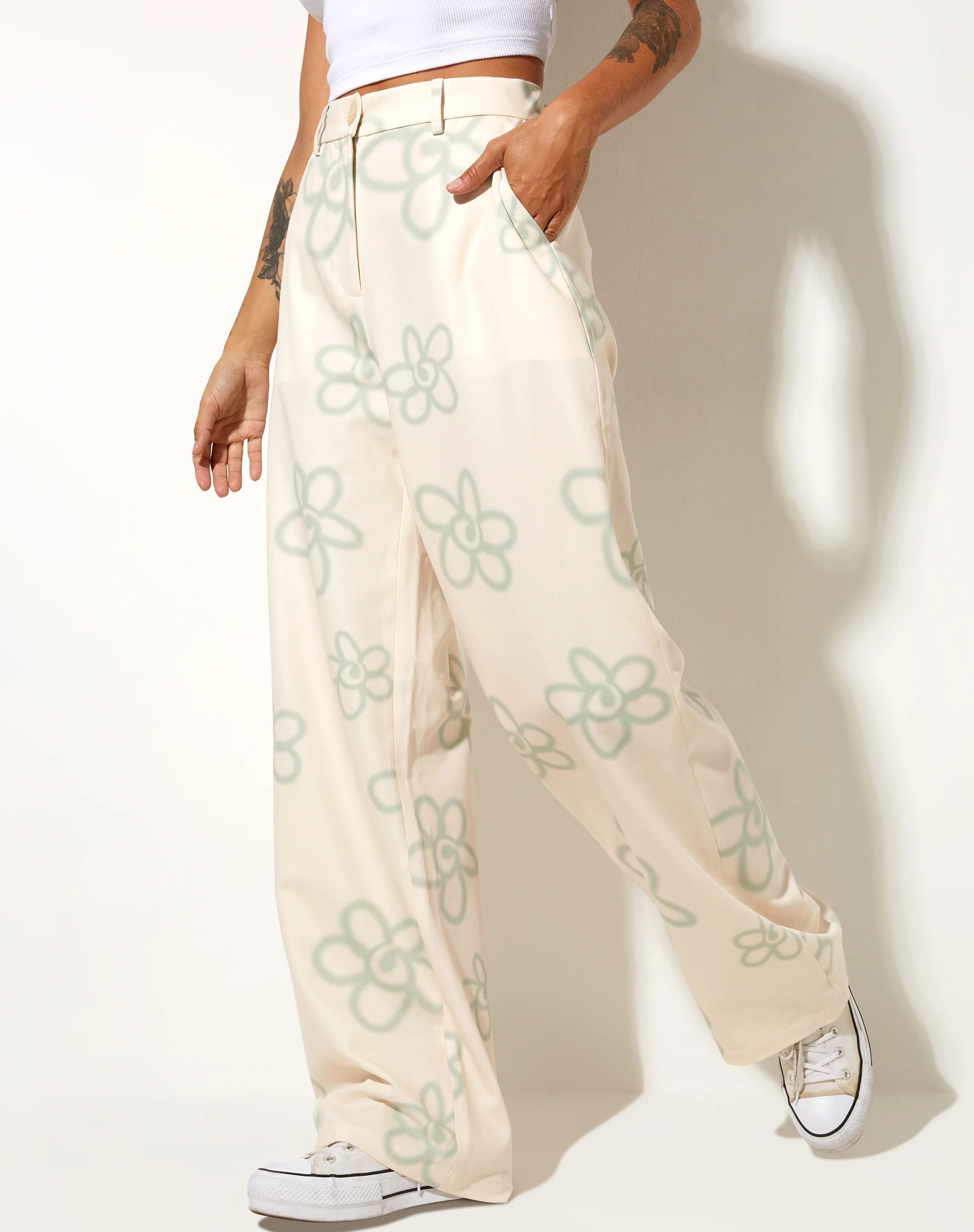 Abba Trouser in Tailoring Graffiti Flower Cream - Image 3