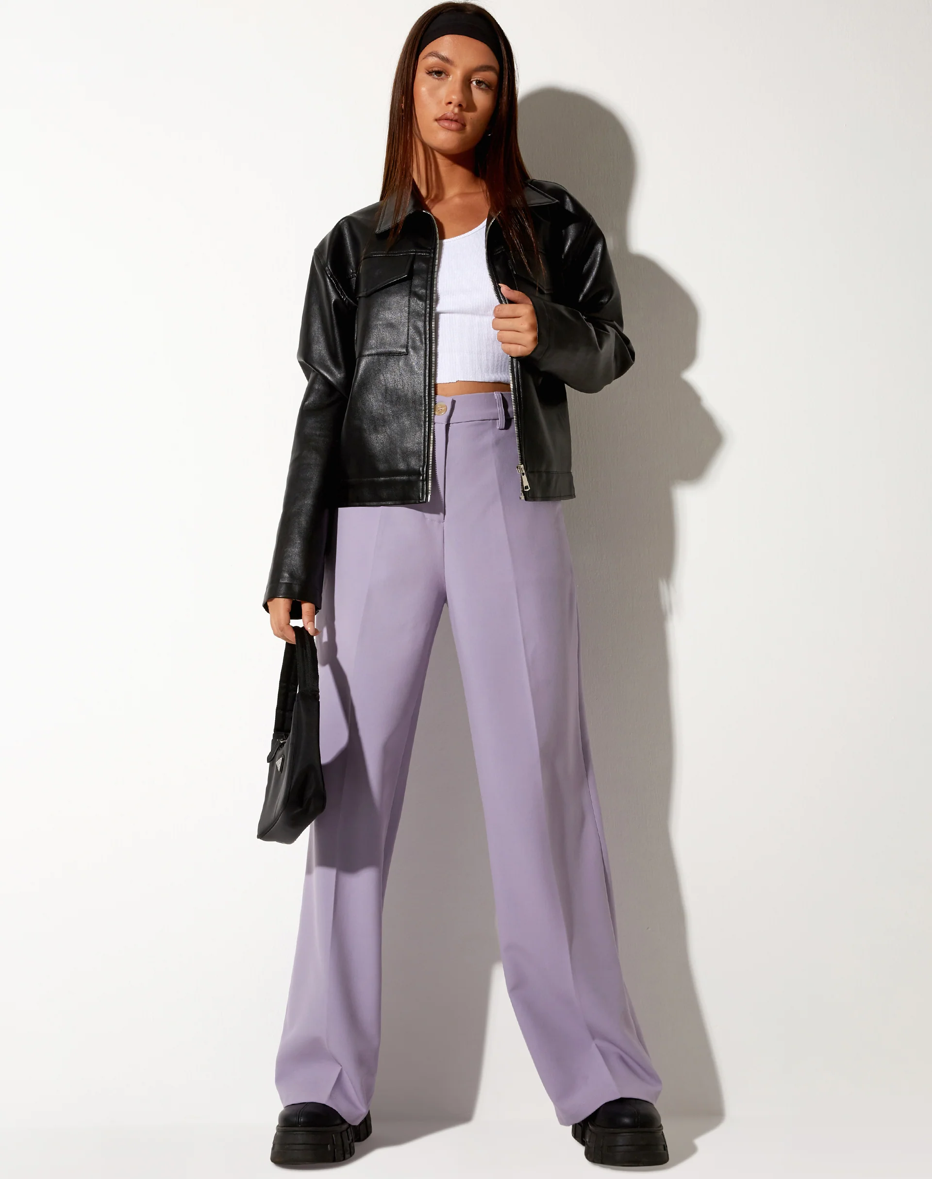 Abba Straight Leg Trouser in Tailoring Purple - Image 3