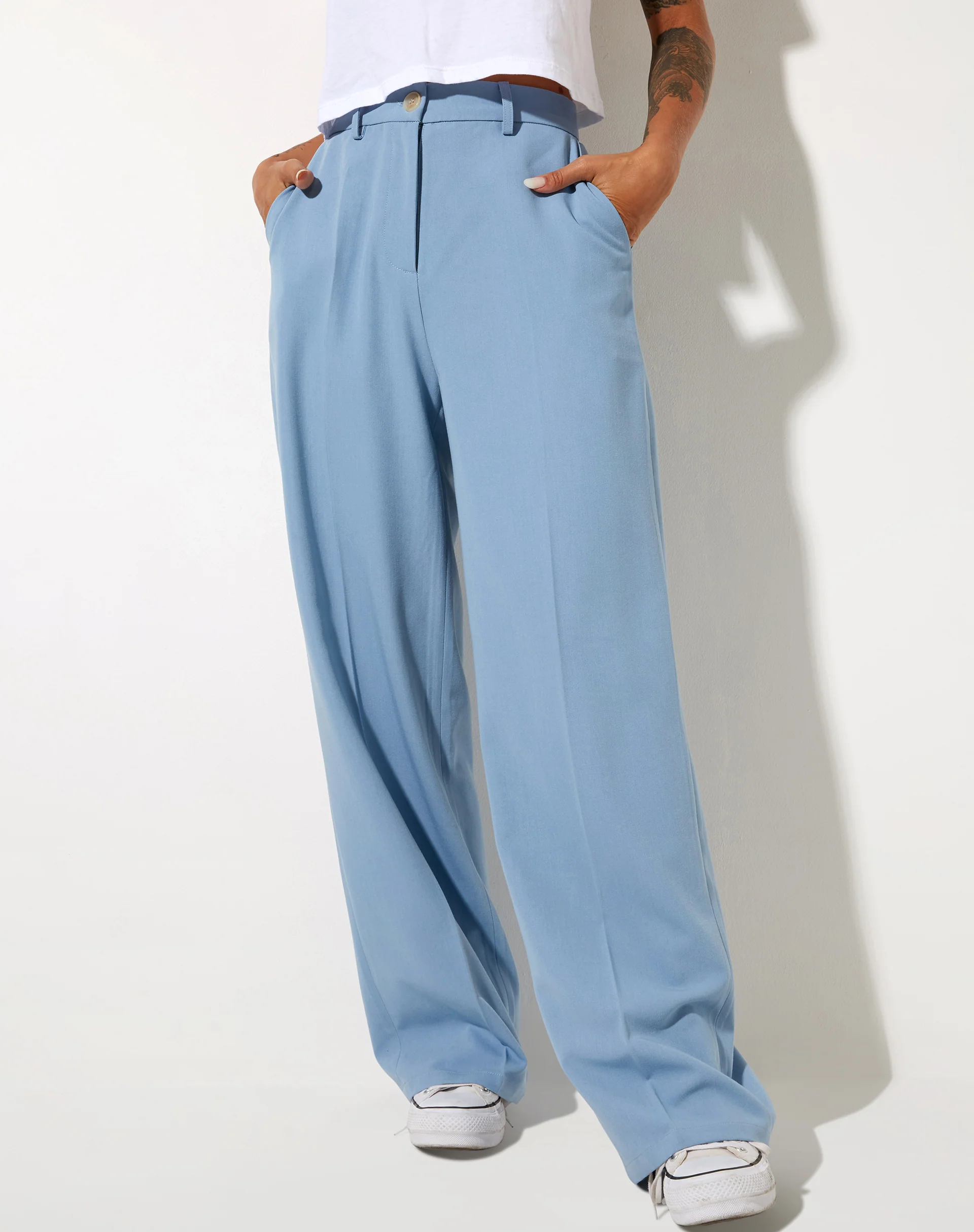 Abba Straight Leg Trouser in Tailoring Blue - Image 3