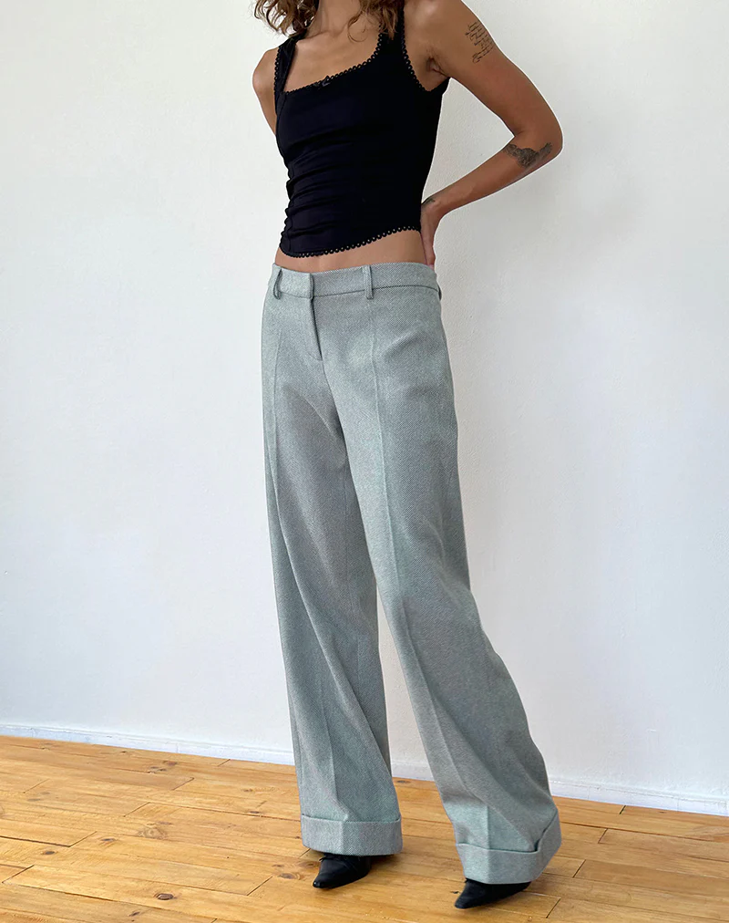 Abdel Faux Wool Tailored Trouser in Grey - Image 3