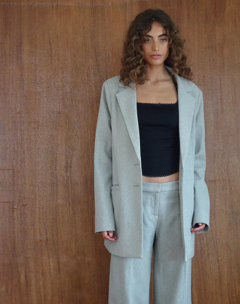 Abdel Faux Wool Tailored Trouser in Grey - Image 5