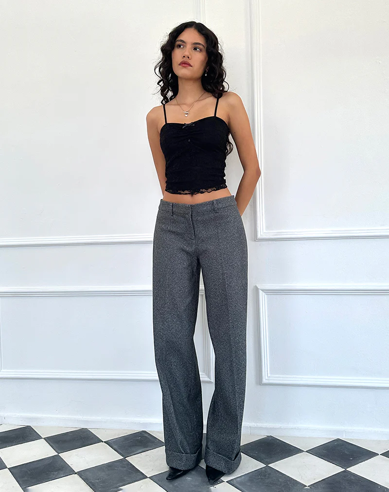 Abdel Faux Wool Tailored Trouser in Charcoal Grey - Image 4
