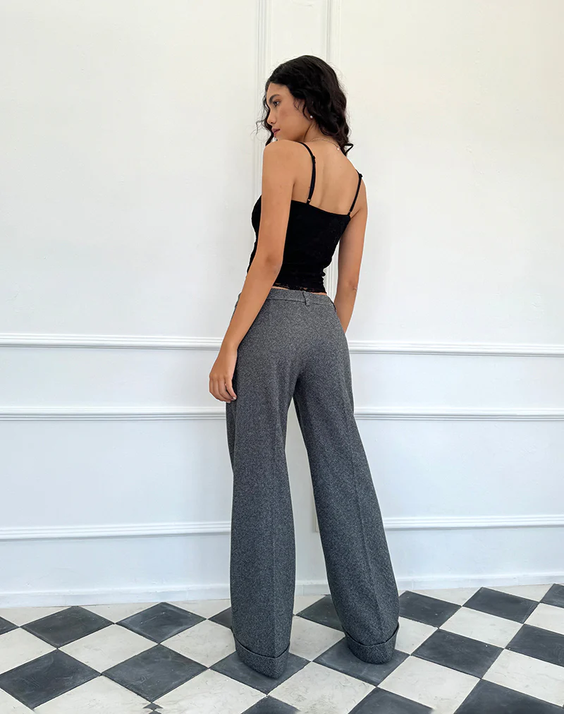 Abdel Faux Wool Tailored Trouser in Charcoal Grey - Image 5
