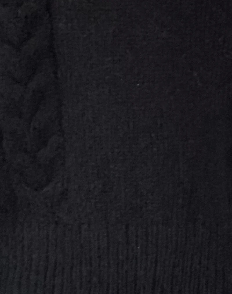 Abelia Cable Knit Cardigan in Black - Image 6