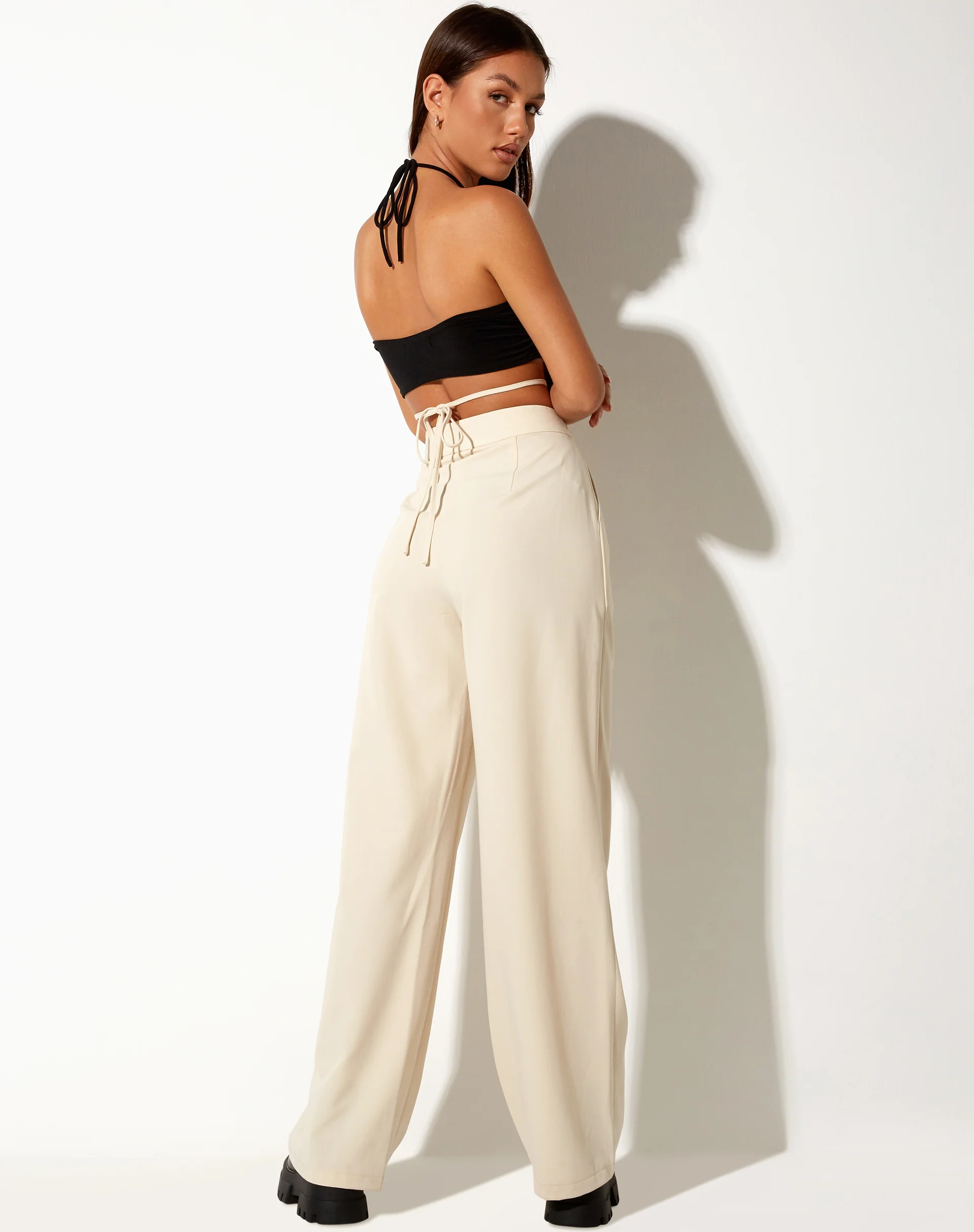 Abner Wide Leg Trouser in Tailoring Cream - Image 2