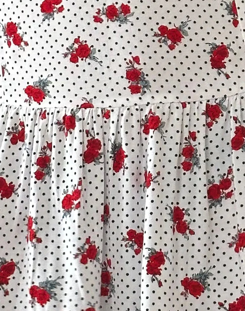Aca Bardot Mini Dress in White Rose Polka - Image 7