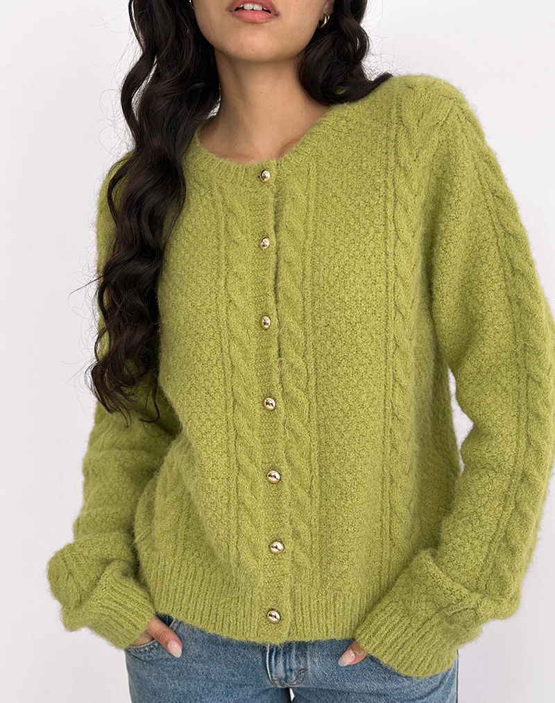 Aceso Cardigan in Bright Chartreuse - Image 3