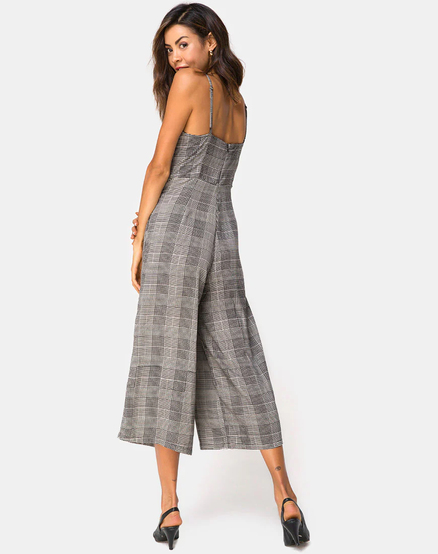 Achem Culotte Jumpsuit in Charles Check Grey - Image 3