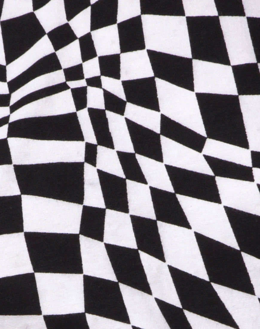 Acro Unitard in Square Flag Black and White - Image 5