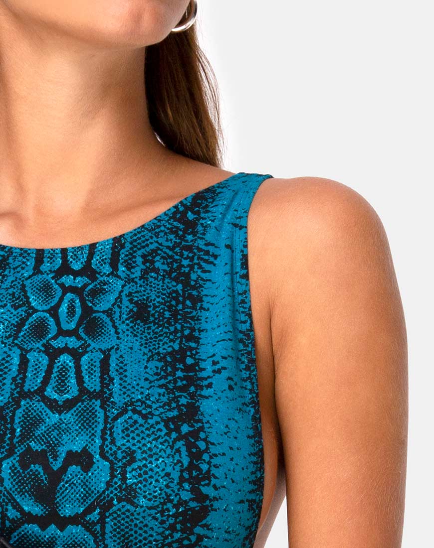 Acro Unitard in Snake Blue - Image 6