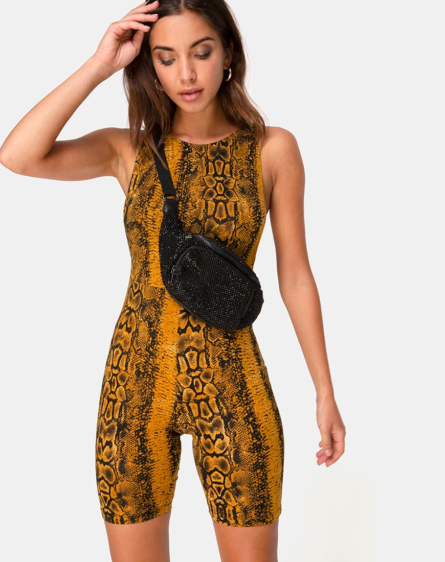 Acro Unitard in Snake Mustard - Image 2