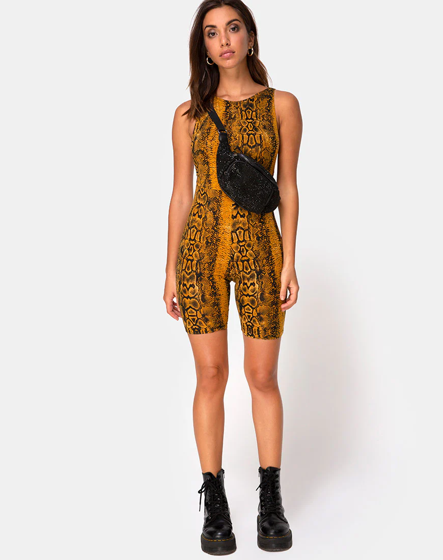 Acro Unitard in Snake Mustard - Image 4