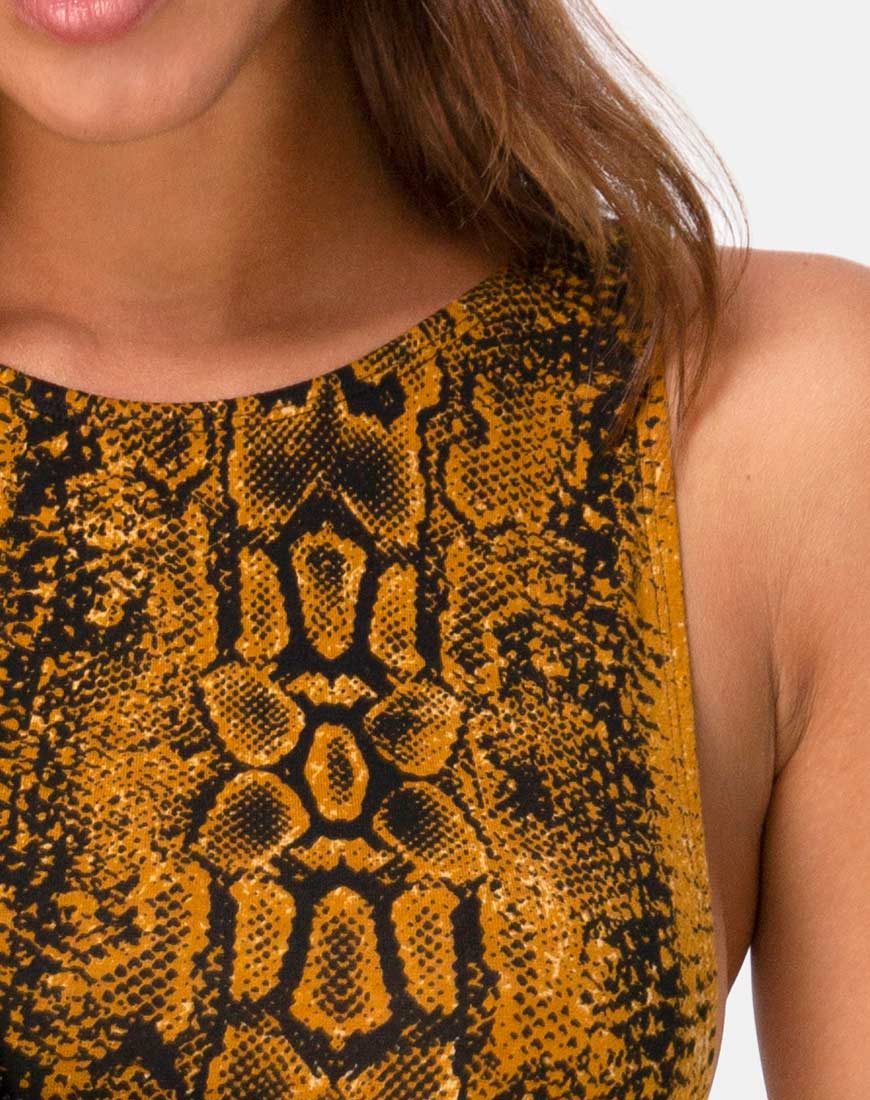Acro Unitard in Snake Mustard - Image 6