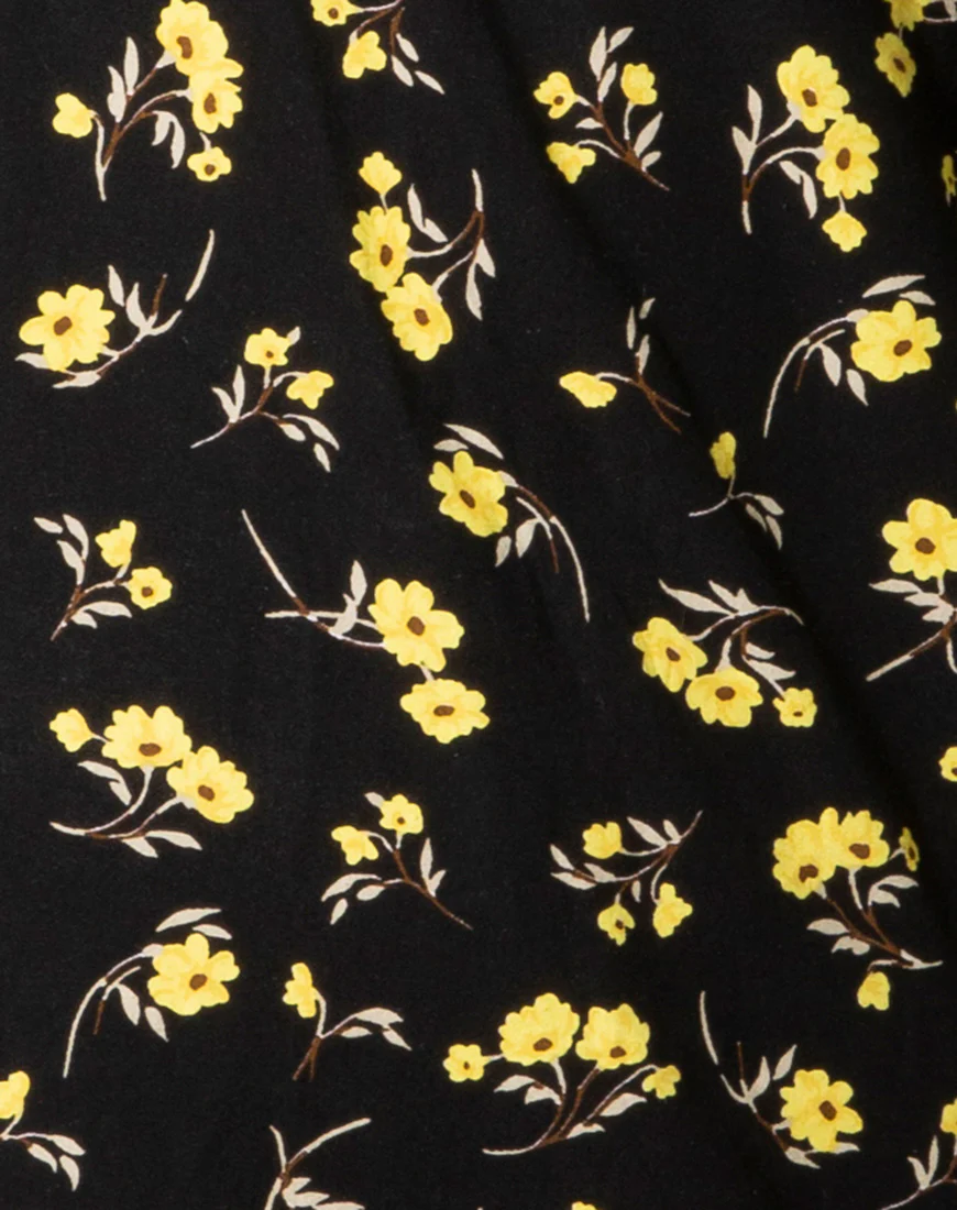 Adara Slip Dress in Buttercup Black and Yellow - Image 5