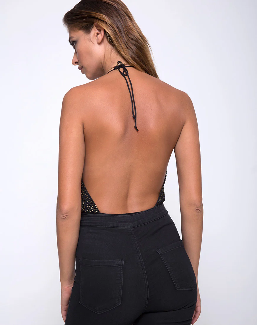 Adela Bodice in Glitter Net Animal Black - Image 2