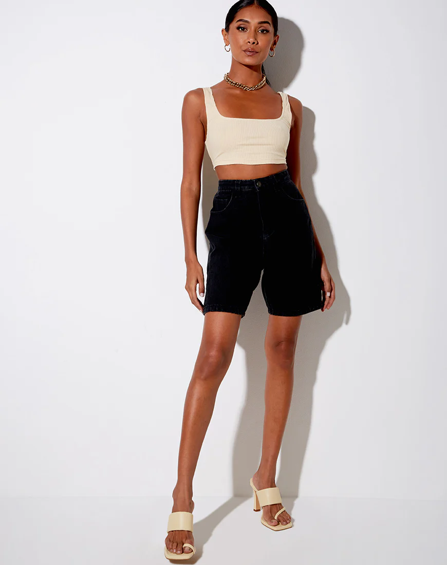 Adela Crop Top in Rib Sand - Image 3