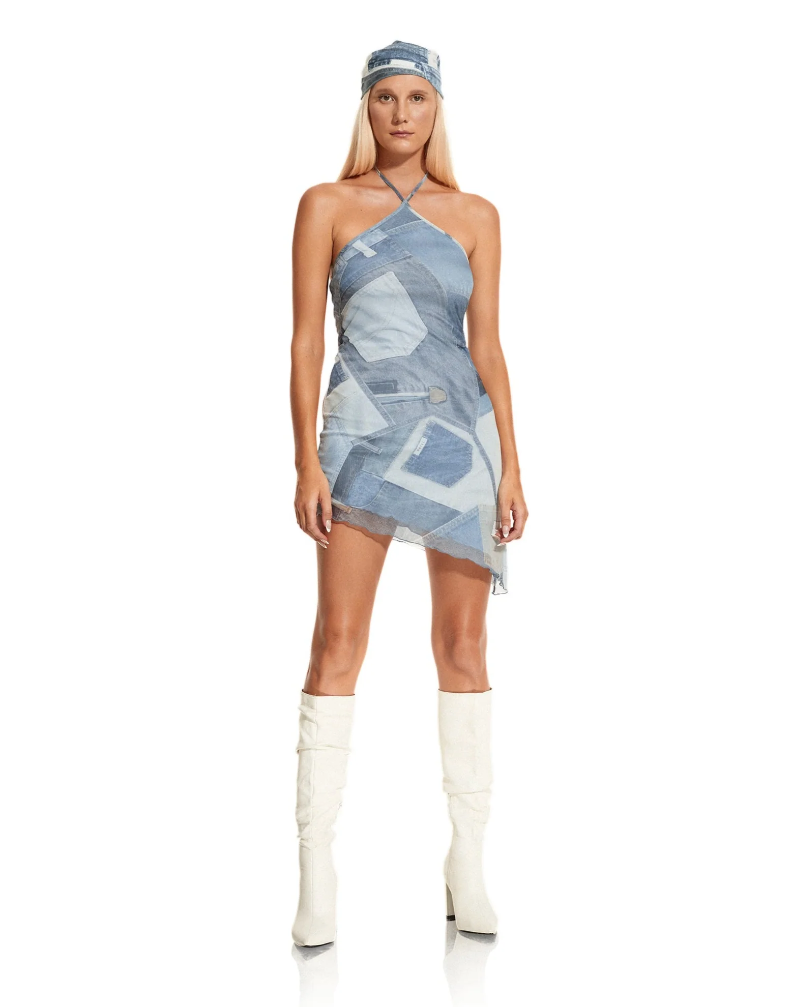 Adelia Mini Dress in Denim Pocket - Image 2