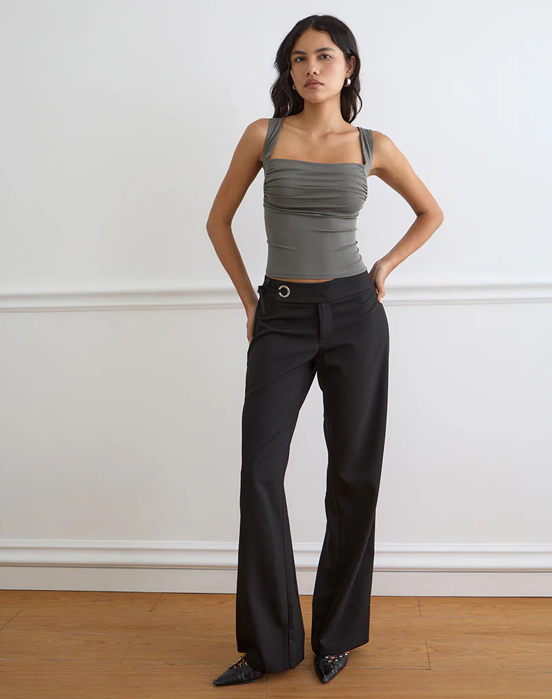 Adila Cami Top in Ribbed Lyocell Warm Grey - Image 3