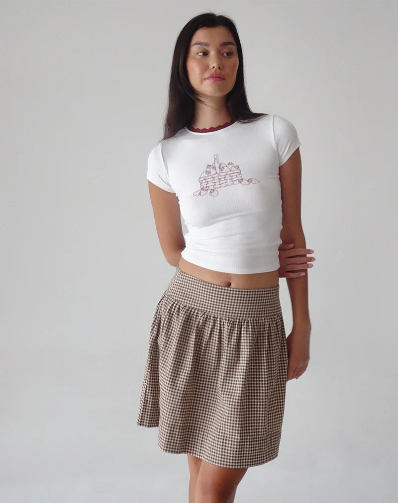 Adinda Midi Skirt in Mini Gingham Brown - Image 6