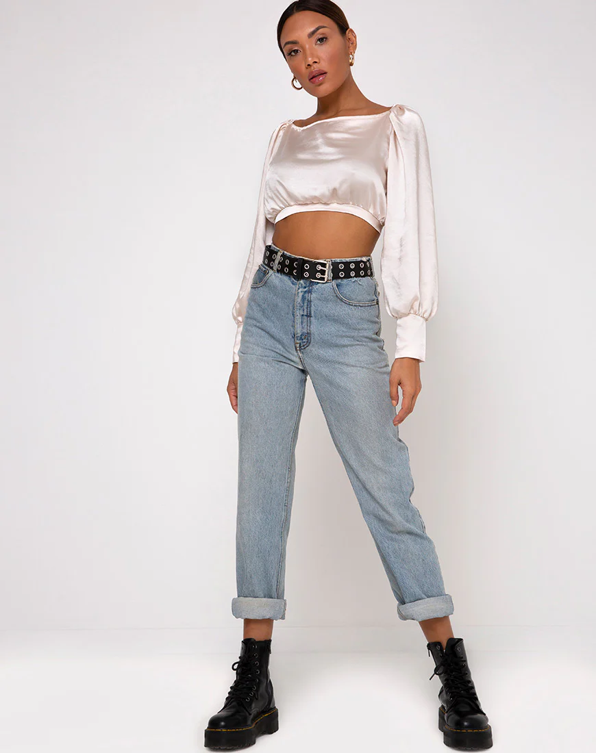 Adoria Crop Top in Satin Ivory - Image 3