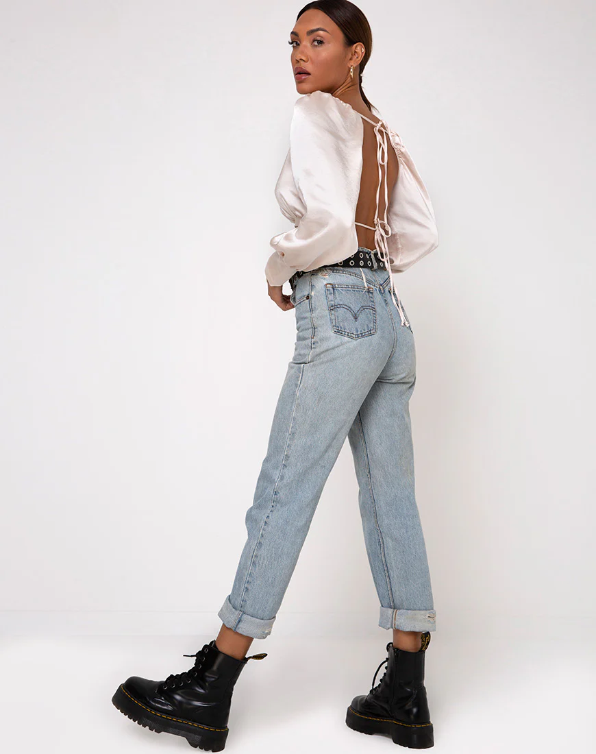 Adoria Crop Top in Satin Ivory - Image 4