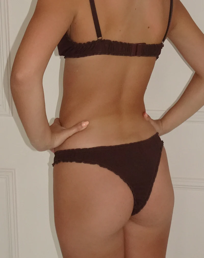 Adrienne Thong in Jersey Chocolate with Pink Bow - Image 2