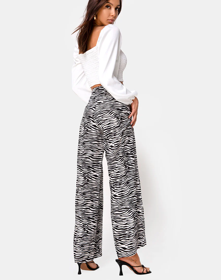 Aely Wide Leg Palazo in Classic Zebra - Image 4
