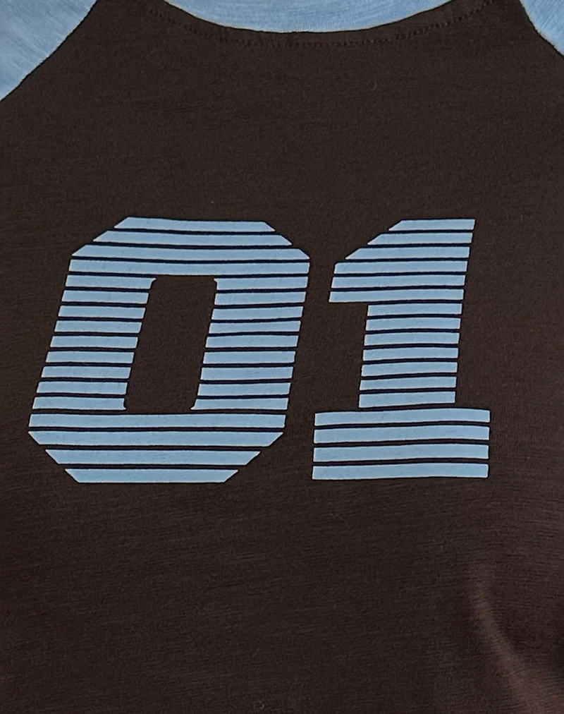 Agneta Tee in Chocolate Brown and Ash Blue Combination - Image 6