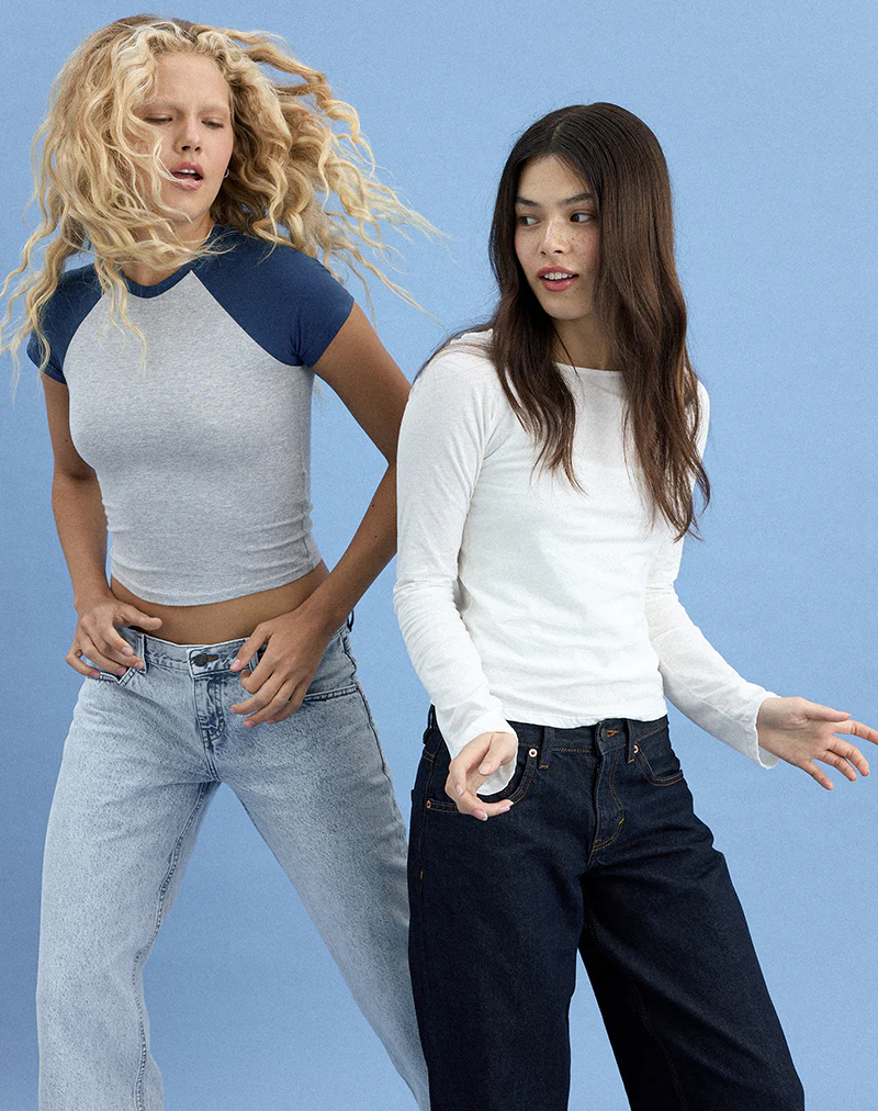Agneta Tee in Grey Marl and Navy Combination - Image 7