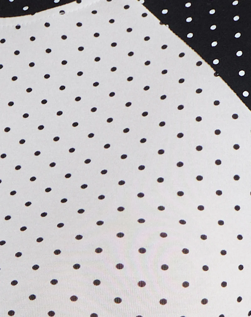 Agneta Tee in White and Black with Micro Polka Print - Image 6