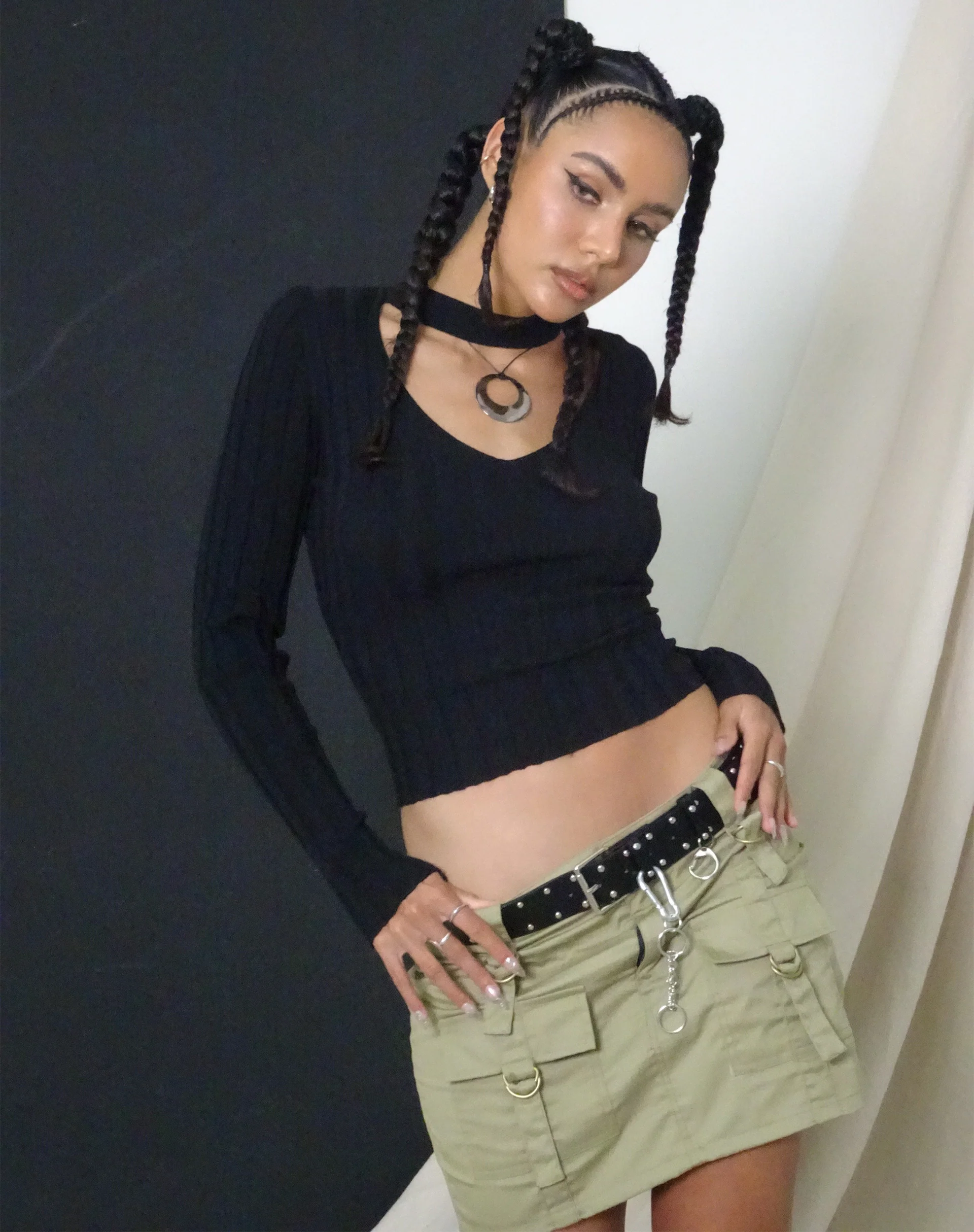 Ai Cargo Mini Skirt in Moss Green - Image 5