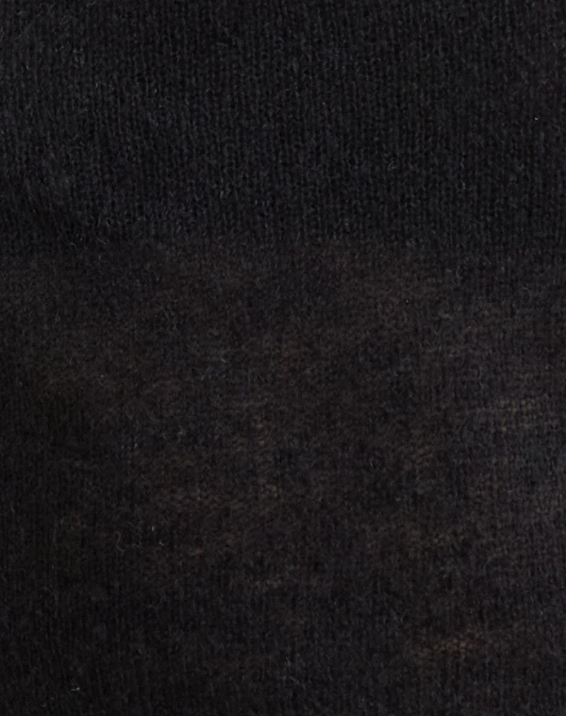 Aika Long Sleeve Top in Sheer Knit Black - Image 6