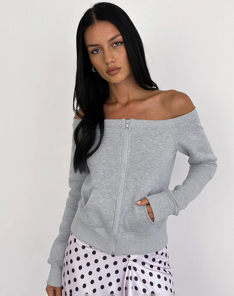 Airazo Bardot Sweater in Grey Marl - Image 3