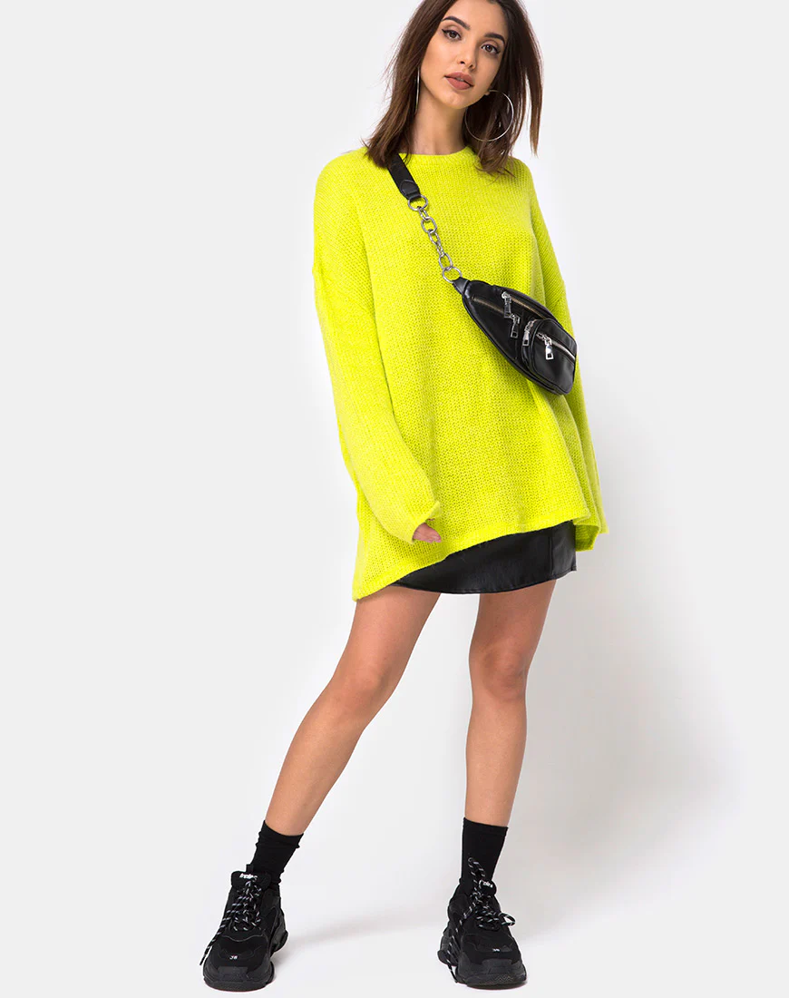 Ajie Oversize Jumper in Lime - Image 3