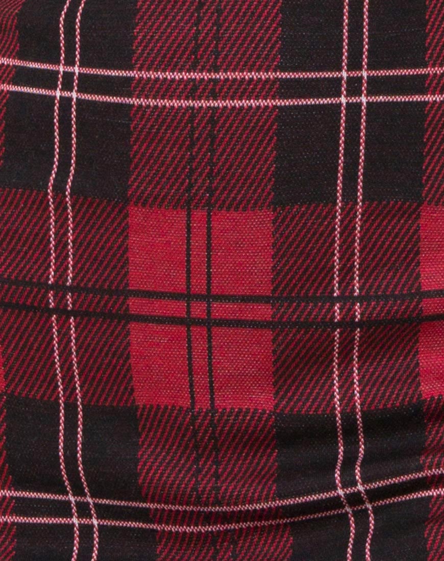 Ajuste Bodycon Dress in Plaid Red - Image 5
