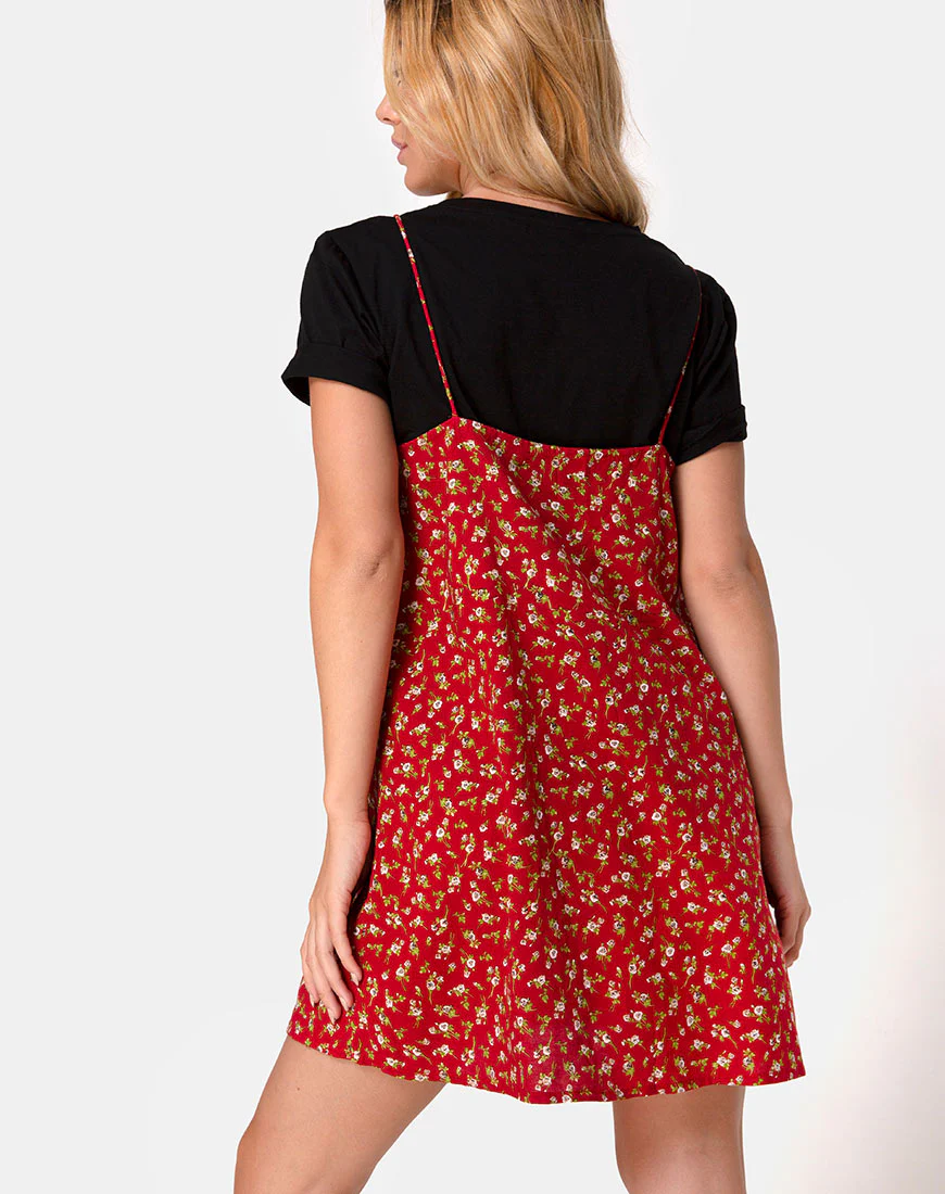 Akina Dress in Falling For You Floral Red - Image 2