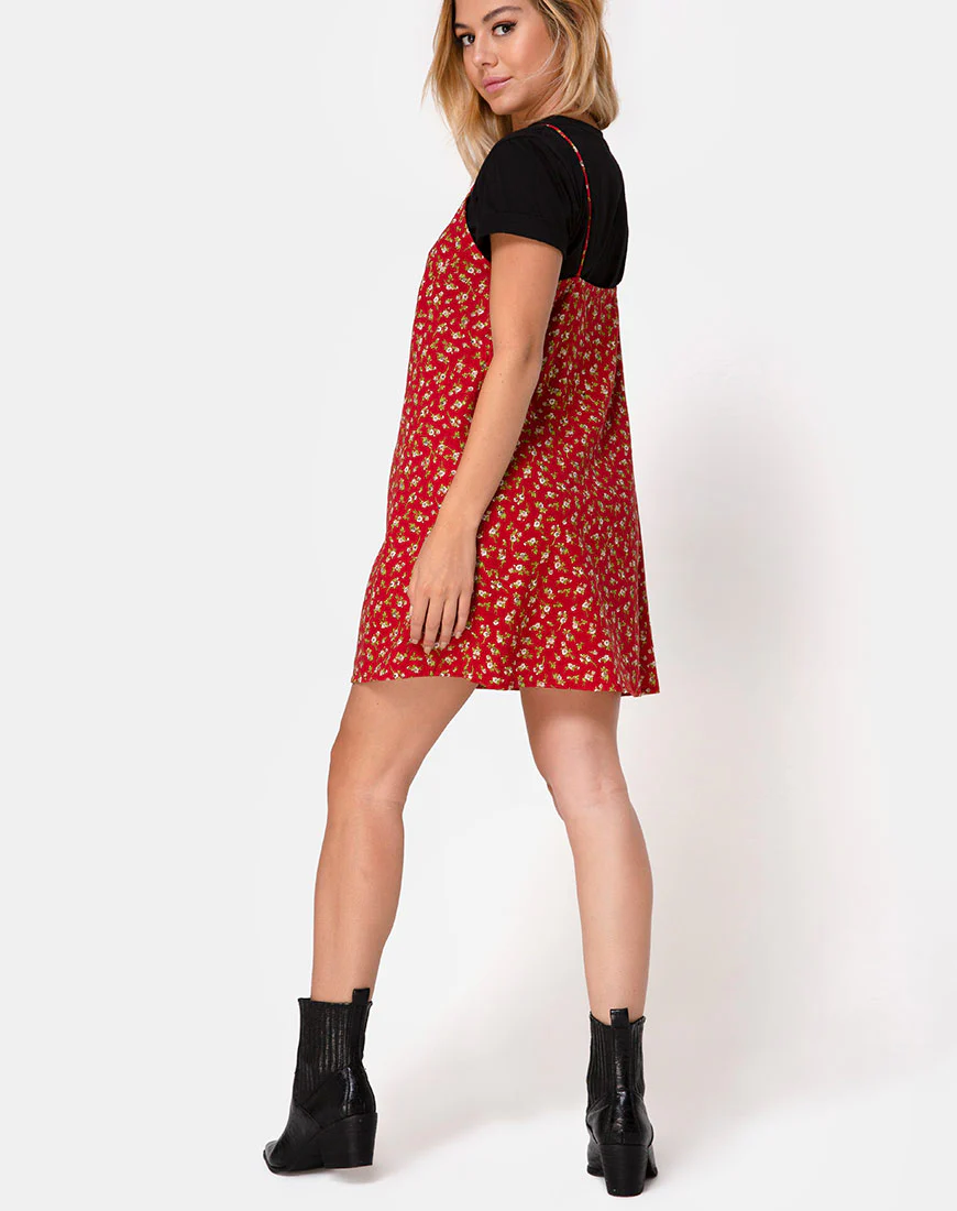 Akina Dress in Falling For You Floral Red - Image 4