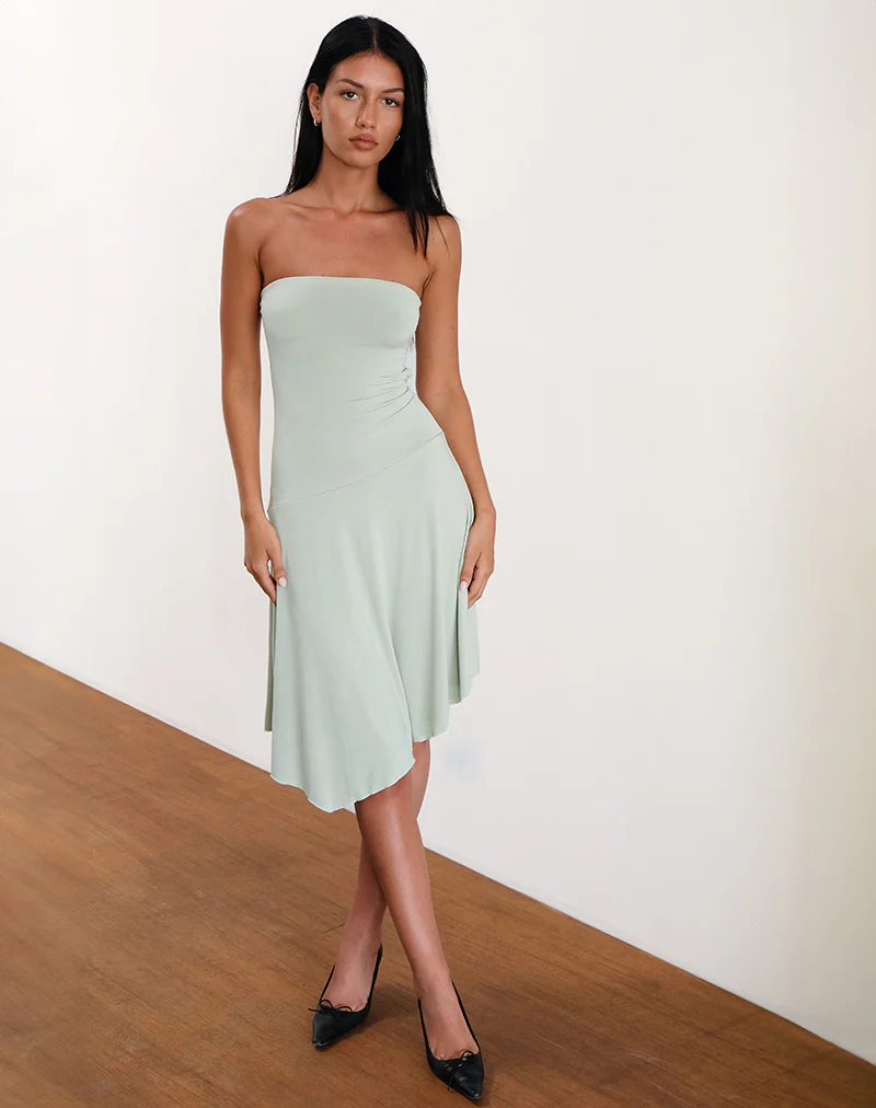 Akira Bandeau Midi Dress in Slinky Sage - Image 5