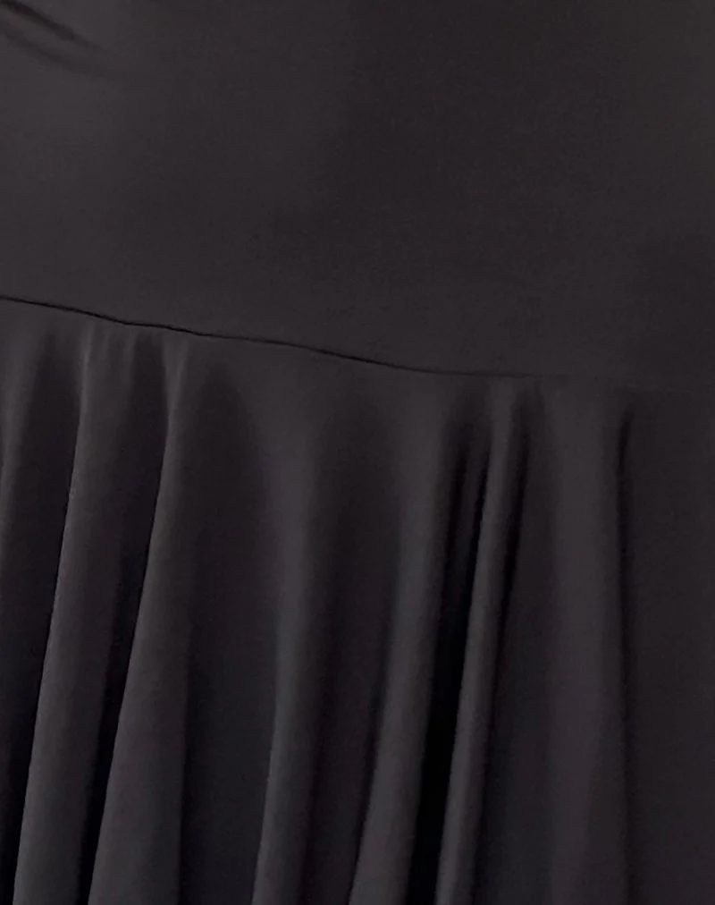 Alba Mini Asymmetric Ruffle Dress in Black - Image 6