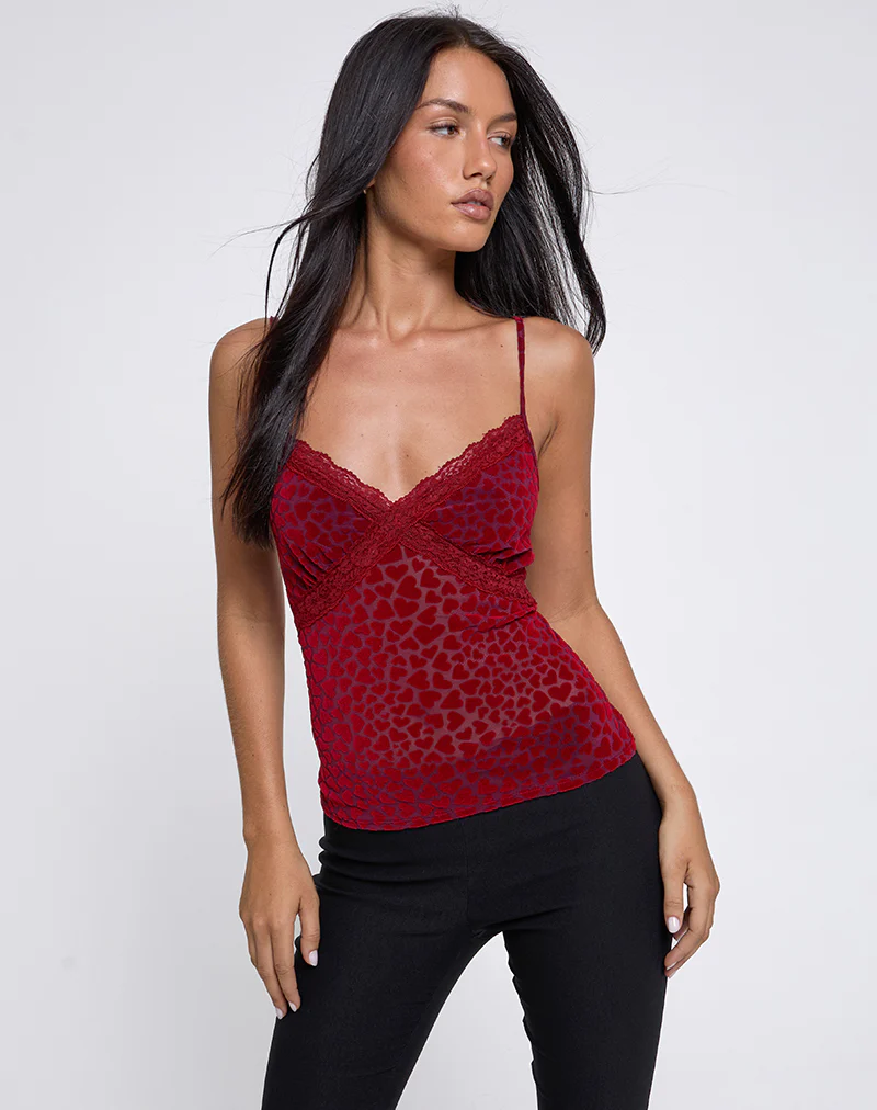 Alcesta Cami Top in Heart Flock Maroon - Image 5