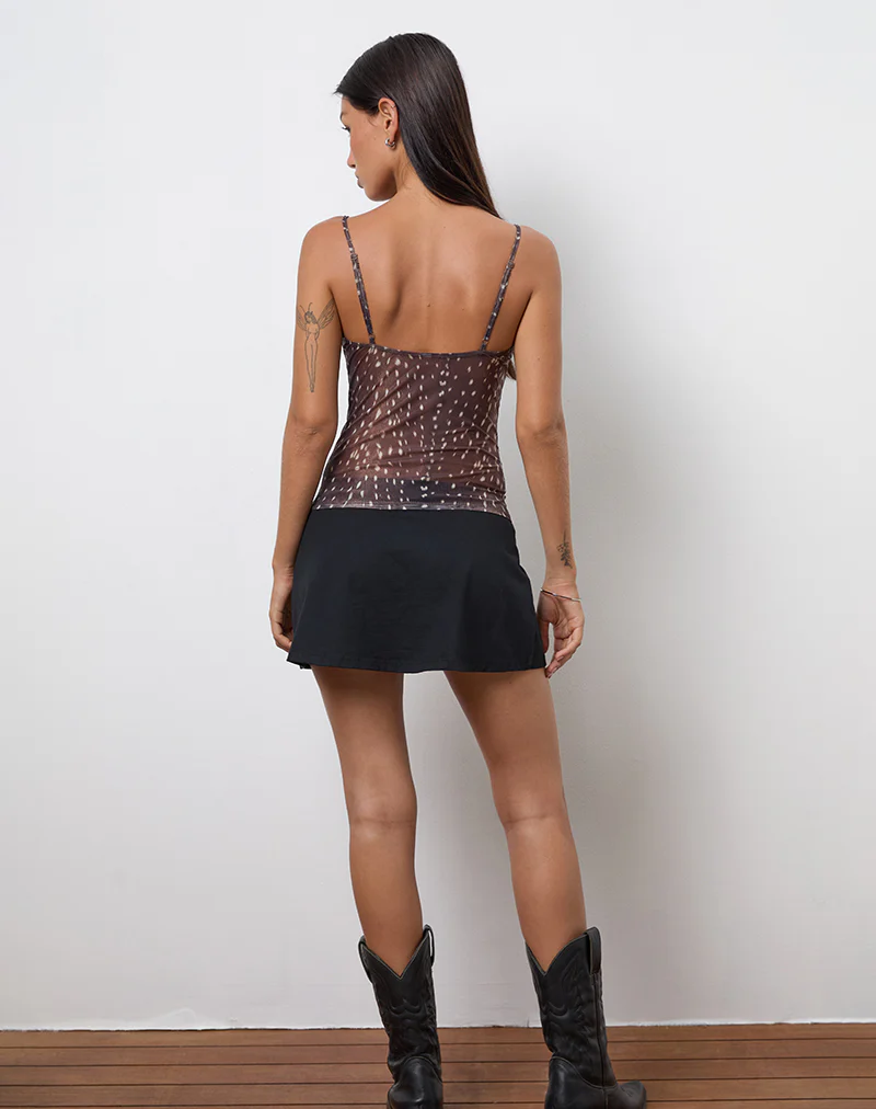Alcesta Cami Top in Mesh Deer Print Brown - Image 4
