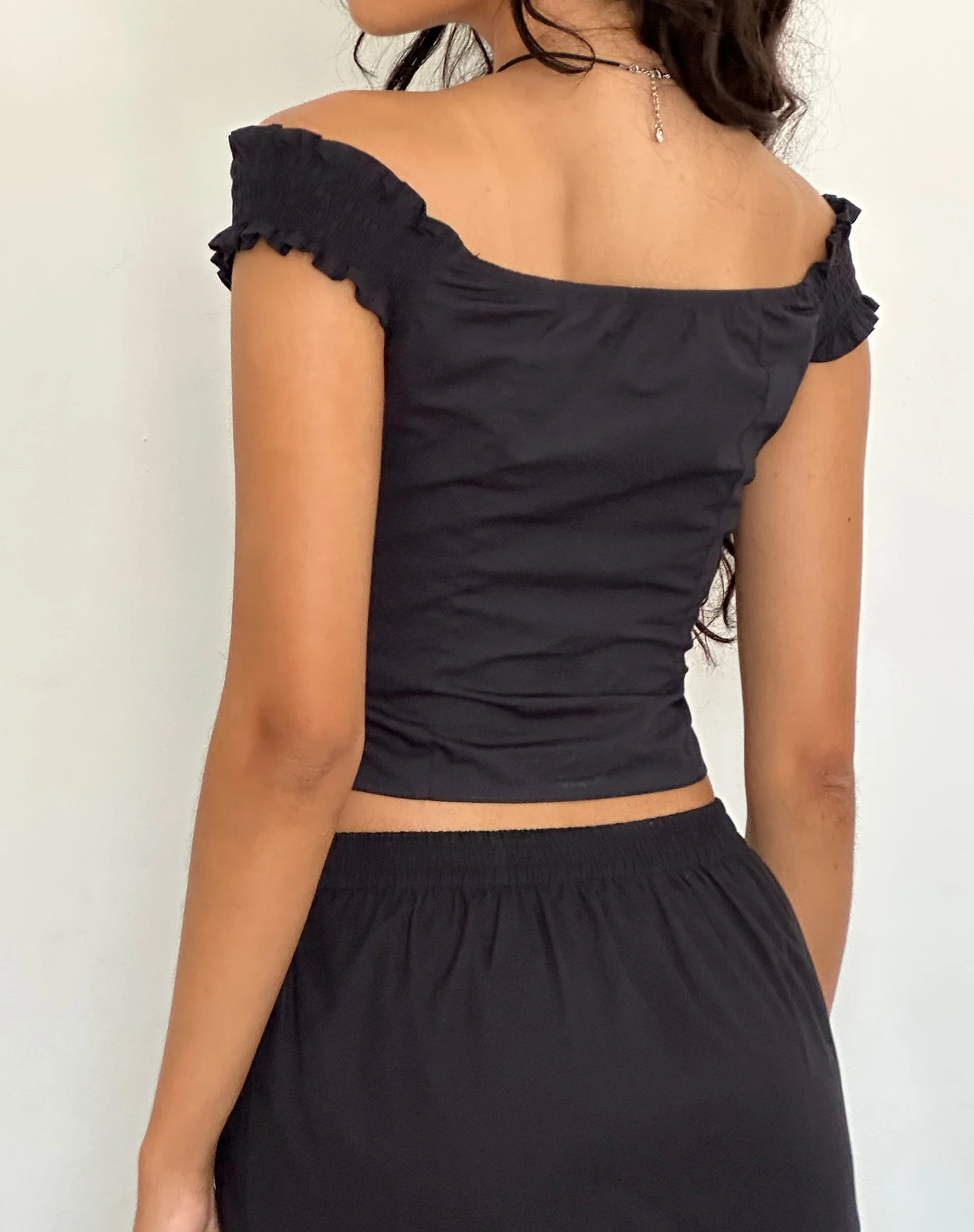 Alderidge Bardot Corset Top in Black - Image 5