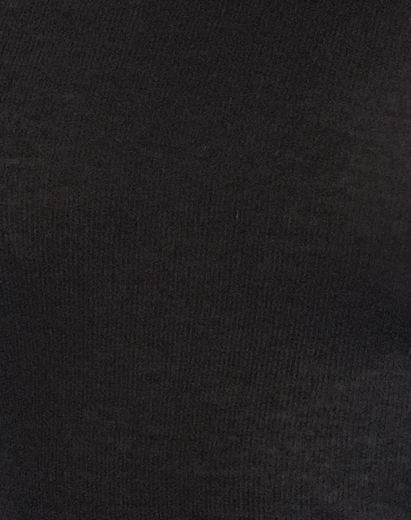 Aldiana Long Sleeve Asymmetric Maxi Dress in Sheer Knit Black - Image 5