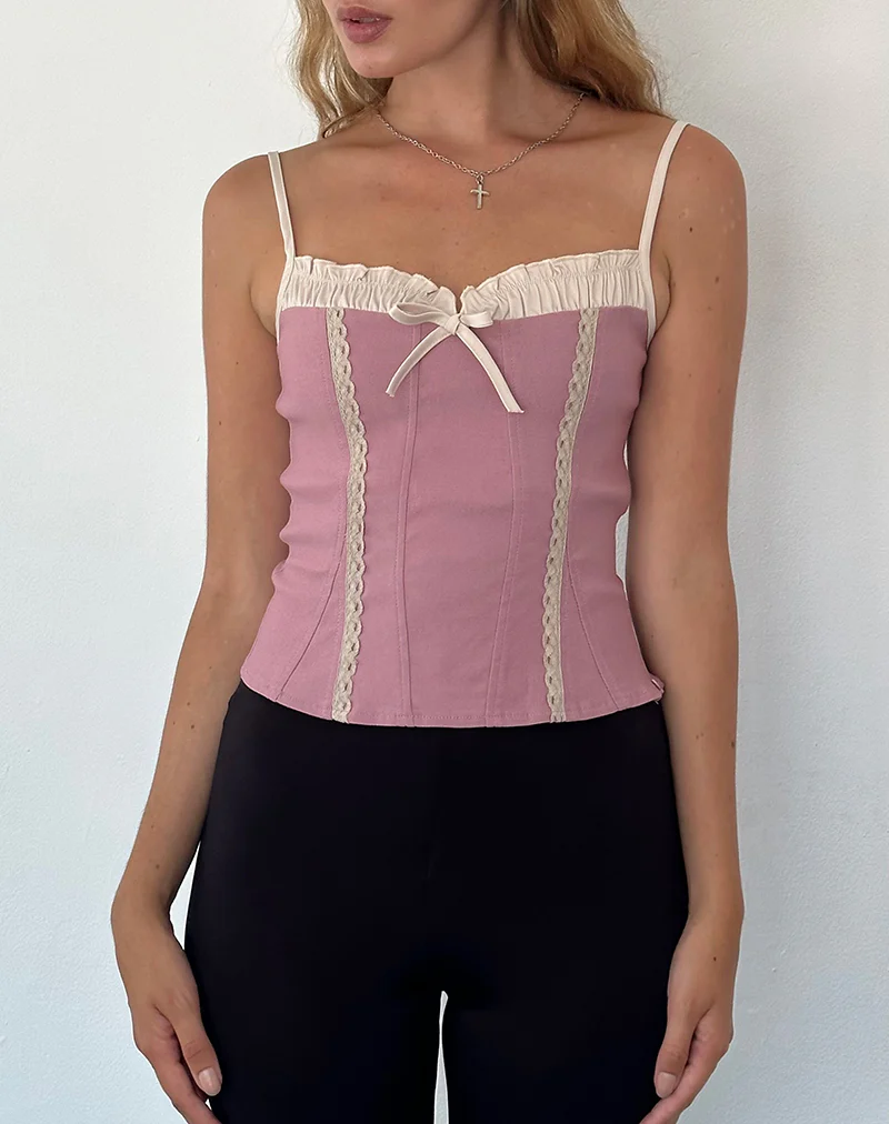 Alexa Corset Top in Dusky Pink - Image 5