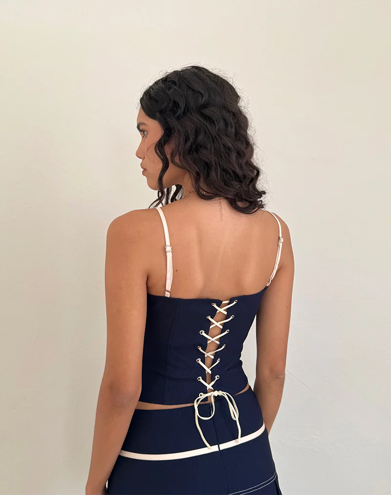 Alexa Corset Top in Navy - Image 2