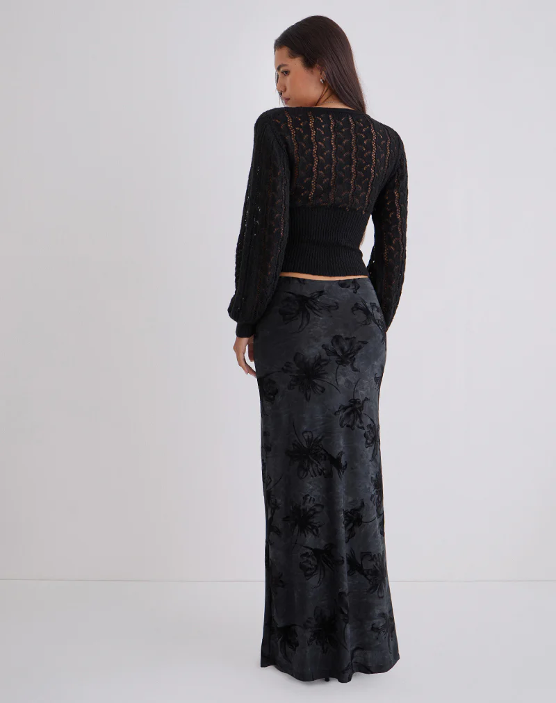 Alfreda Maxi Skirt in Burnout Velvet Grey - Image 5