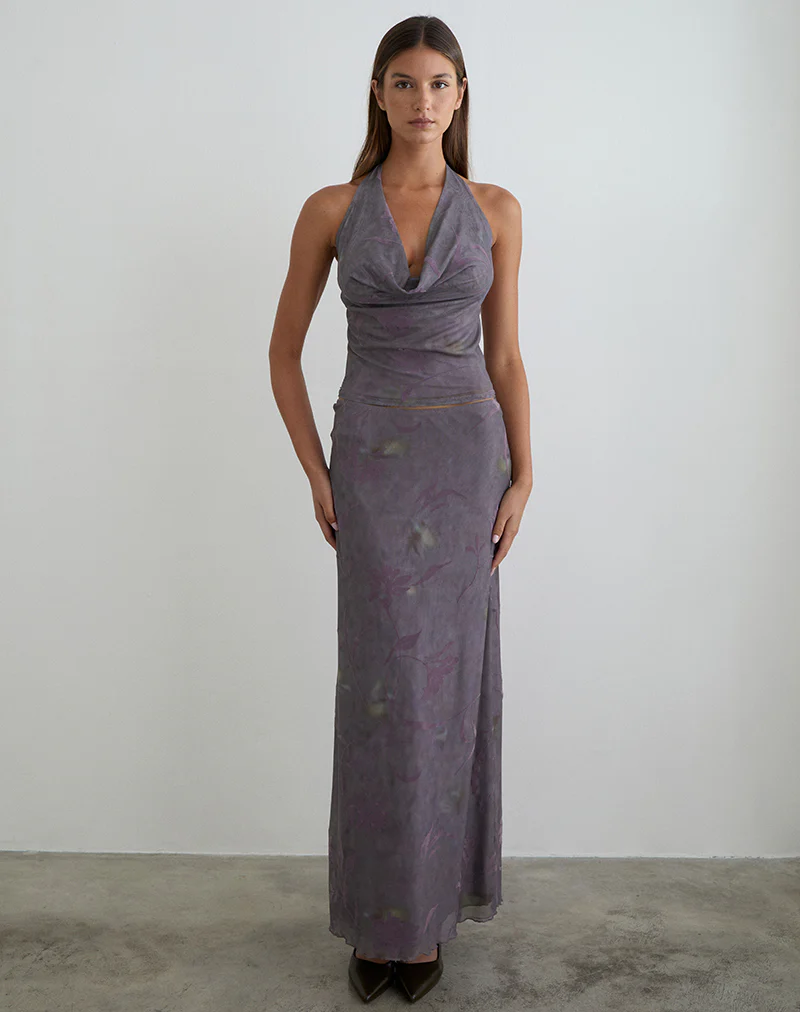 Alfreda Maxi Skirt in Flare Flower Purple - Image 3