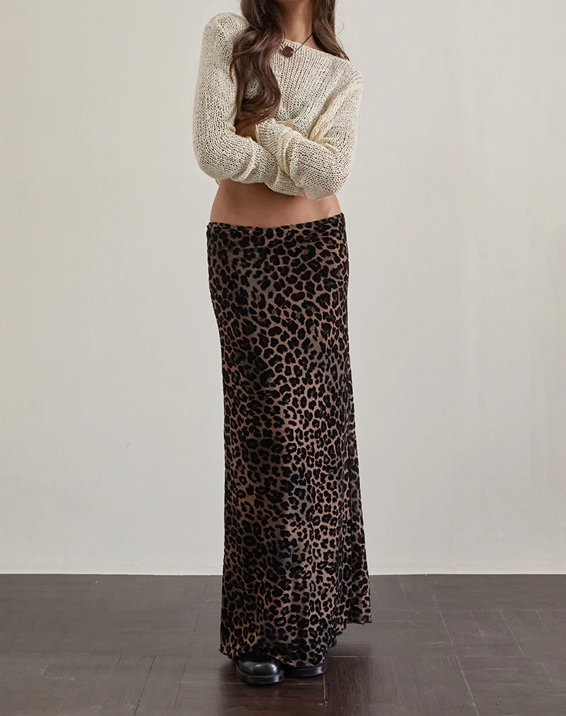 Alfreda Maxi Skirt in Flock Mesh Rar Leopard - Image 2